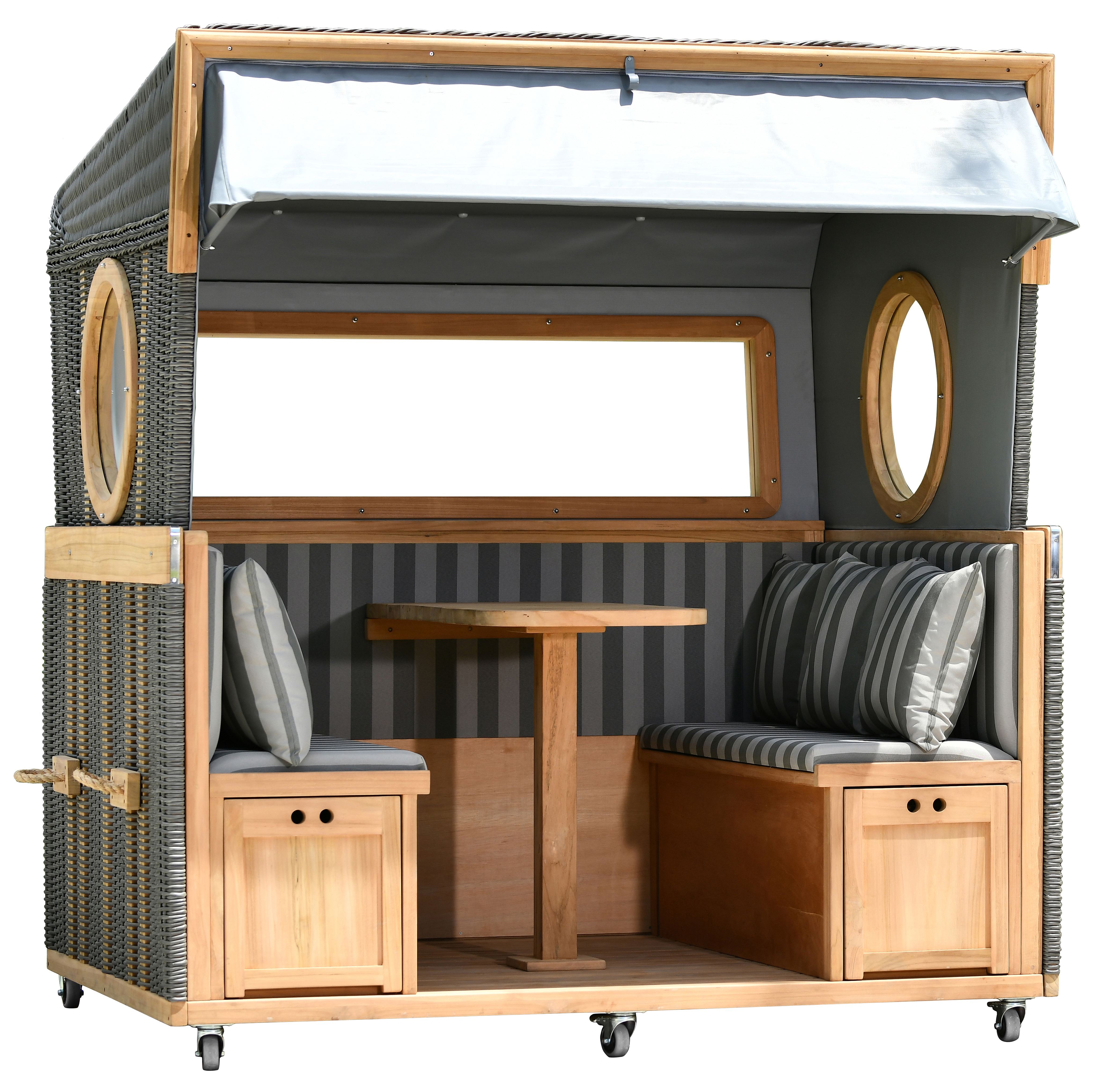 Strandkorb Gosch-Lounge, 6 Sitzer, Teak, anthrazit